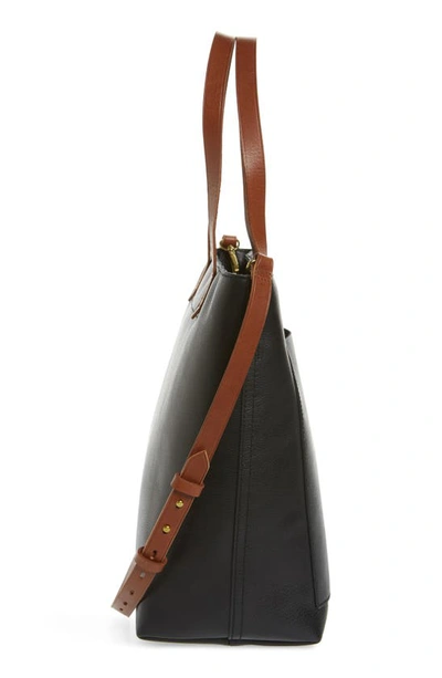 Shop Madewell The Zip-top Medium Transport Leather Tote In True Black Brown