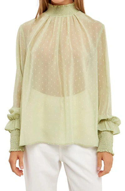 English Factory Swiss Dot Blouse In Sage