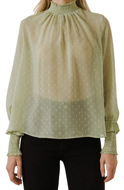 English Factory Swiss Dot Blouse In Sage