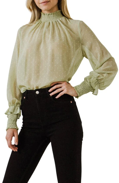 English Factory Swiss Dot Blouse In Sage
