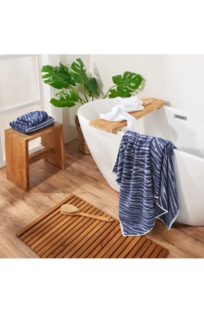 Shop Uchino Shibori Jacquard Bath Towel In Indigo