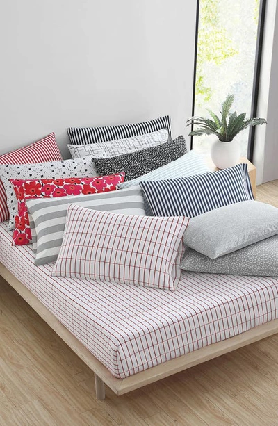 Shop Marimekko Check Cotton Percale Pillowcase Set In Red/ White
