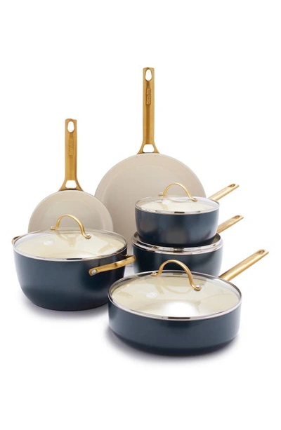Shop Greenpan Reserve 10-piece Ceramic Nonstick Cookware Set In Oxford Blue