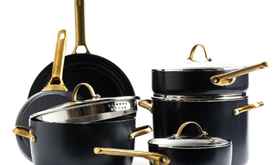 Shop Greenpan Reserve 10-piece Ceramic Nonstick Cookware Set In Black