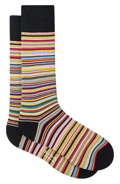 Shop Paul Smith Stripe Cotton Blend Crew Socks In Multi