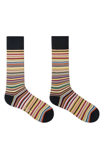Shop Paul Smith Stripe Cotton Blend Crew Socks In Multi