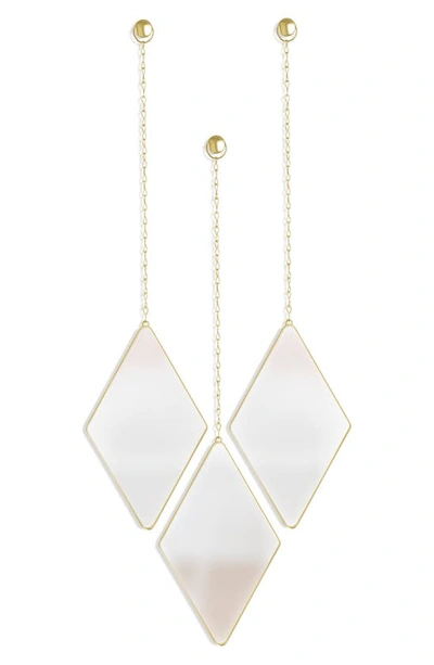 Shop Umbra 3-piece Diamond Mirror Set In Matte Brass