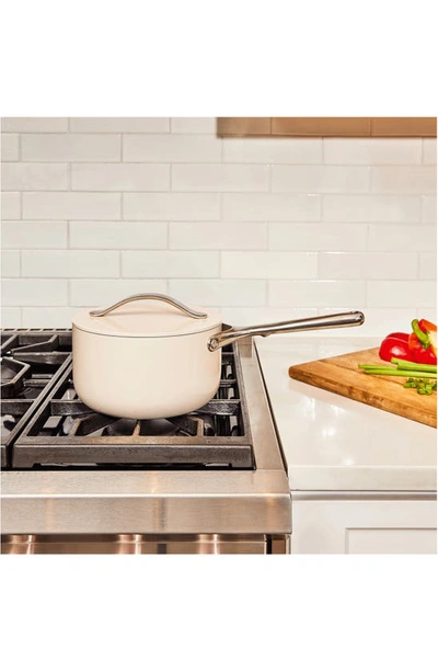 Caraway Nonstick Ceramic 1.75-quart Sauce Pan With Lid In Cream