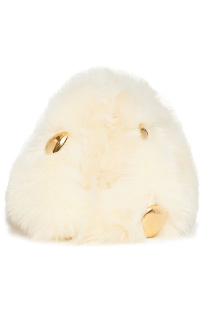 Bottega Veneta The Pouch Stud Embellished Genuine Shearling Clutch In Camomile-m Brass