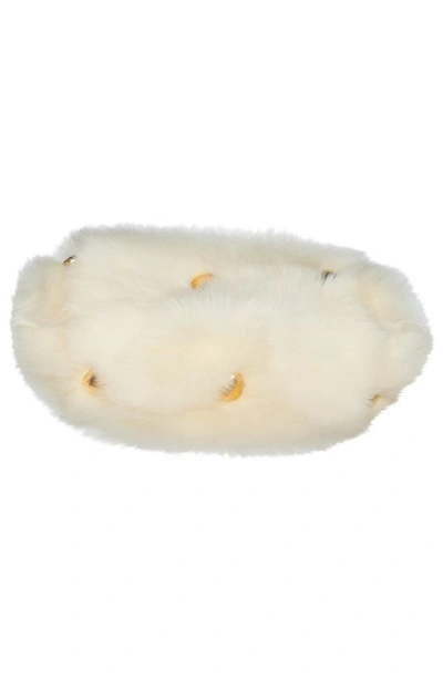 Bottega Veneta The Pouch Stud Embellished Genuine Shearling Clutch In Camomile-m Brass