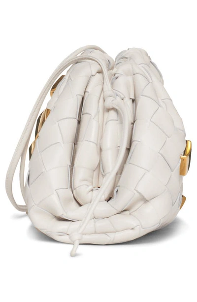 Bottega Veneta Mini Studded Intrecciato Pouch Crossbody Bag In Chalk-m Brass