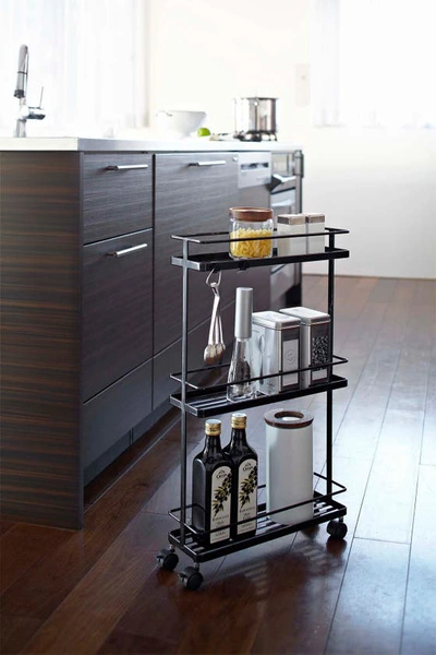 Shop Yamazaki Tower Rolling Kitchen Storage Rack In Black