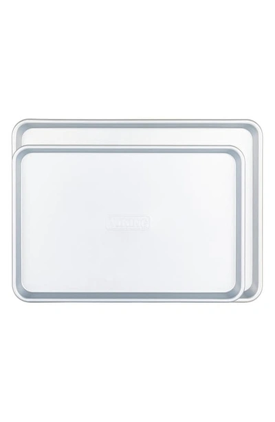 Shop Viking Set Of 2 Nonstick Baking Sheets In Stainless Steel