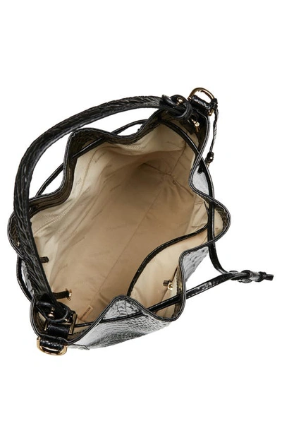 Shop Brahmin Marlowe Croc Embossed Leather Bucket Bag In Black