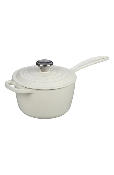 Shop Le Creuset Signature 1.75-quart Enameled Cast Iron Saucepan In White