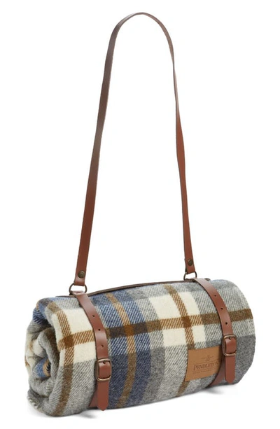 Pendleton Motor Robe Wool Throw Blanket With Carrying Straps In Raleigh Plaid