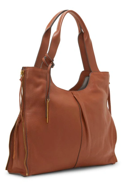 Shop Vince Camuto Corla Leather Tote In Warm Caramel