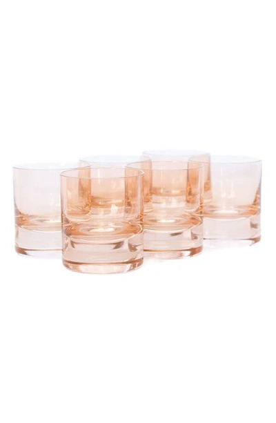 Shop Estelle Colored Glass Set Of 6 Rocks Glasses In Blush Pink