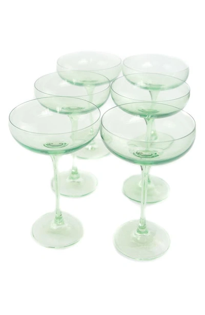 Shop Estelle Colored Glass Set Of 6 Stem Coupes In Mint Green