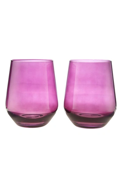 Shop Estelle Colored Glass Set Of 2 Stemless Wineglasses In Amethyst