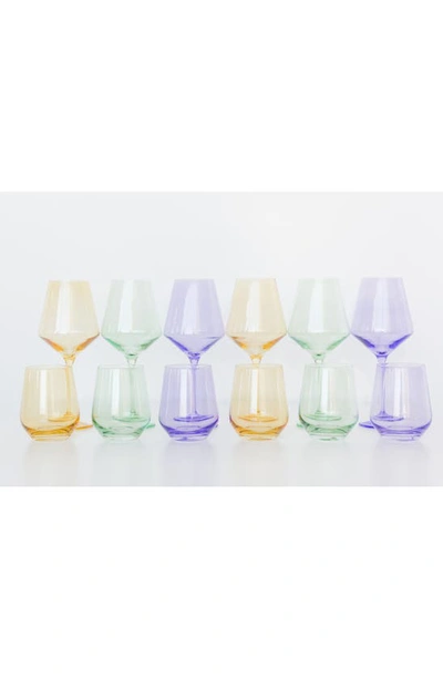 Shop Estelle Colored Glass Set Of 2 Stemless Wineglasses In Teal