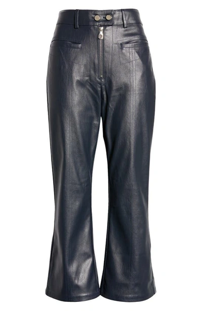Amy Lynn Faux Leather Crop Trousers In Navy Blue