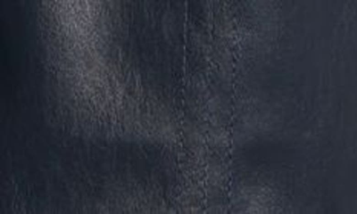 Amy Lynn Faux Leather Crop Trousers In Navy Blue