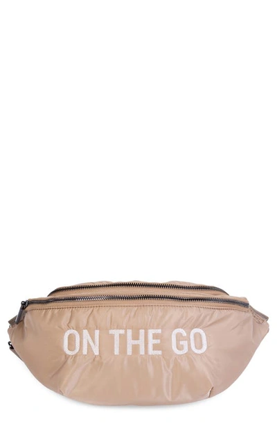 Shop Childhome On The Go Water Repellent Belt Bag In Puffer Beige