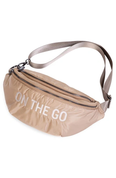 Shop Childhome On The Go Water Repellent Belt Bag In Puffer Beige