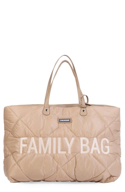 Shop Childhome Family Bag Large Quilted Diaper Bag In Puffer Beige