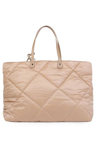 Shop Childhome Family Bag Large Quilted Diaper Bag In Puffer Beige