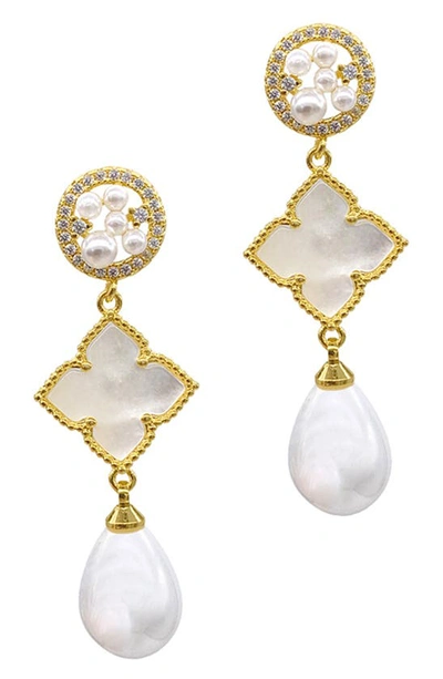 Shop Adornia 3-tier Flower White Mother Of Pearl Dangle Earrings