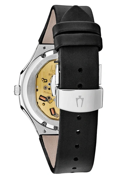 Shop Bulova Curv Chronograph Leather Bracelet Watch, 40.5mm In Silver