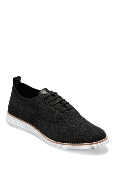 Shop Cole Haan Original Grand Stitchlite Wingtip Oxford In Black Knit