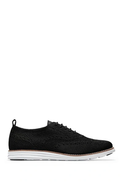 Shop Cole Haan Original Grand Stitchlite Wingtip Oxford In Black Knit