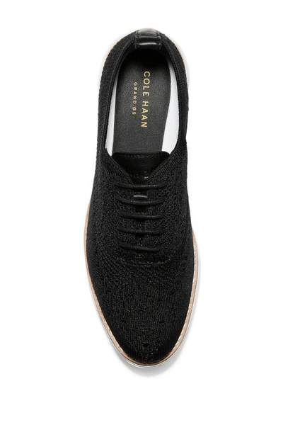 Cole Haan Original Grand Womens Leather Perforated Oxfords In Black Knit