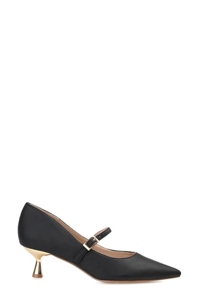 Journee Collection Womens Manza Kitten Heel Mary Jane Pointed Toe Pumps In Black