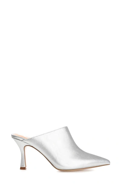 Journee Collection Shiyza Faux Leather Mule Pump In Silver