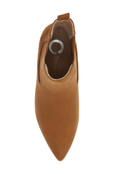 Journee Collection Pointed-toe Vegan Leather Bootie In Cognac