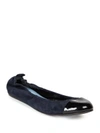 LANVIN Suede & Patent Leather Cap Toe Ballet Flats