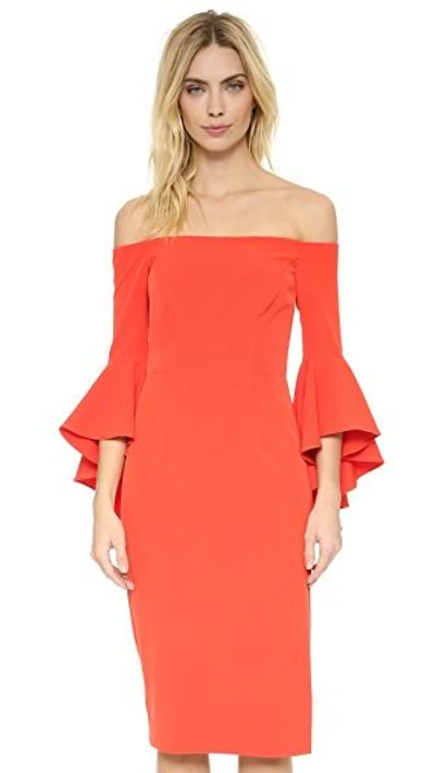 Shop Milly Cady Selena Slit Dress In Flame