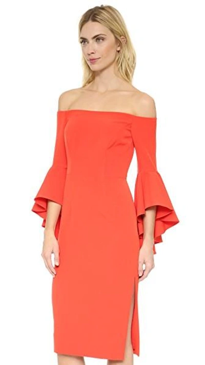 Shop Milly Cady Selena Slit Dress In Flame