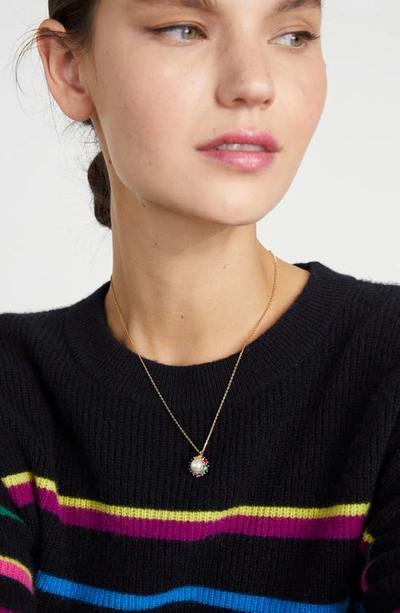 Shop Kate Spade Imitation Pearl Halo Pendant Necklace In Multi