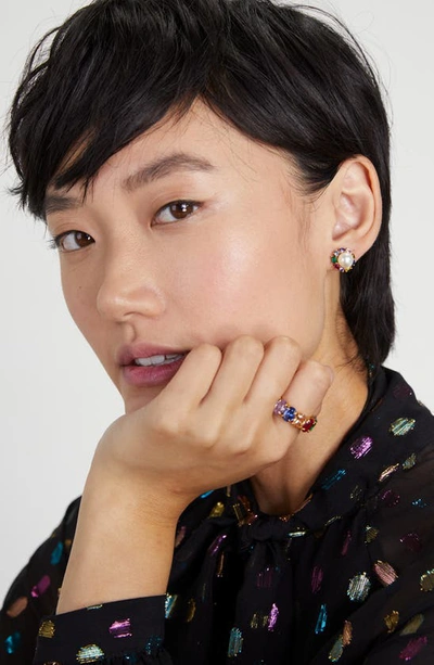 Shop Kate Spade Imitation Pearl Halo Stud Earrings In Multi