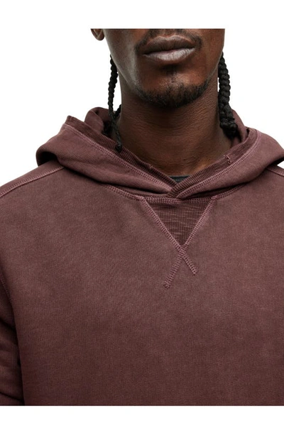 Shop John Varvatos Milford Distressed Cotton French Terry Hoodie In Merlot