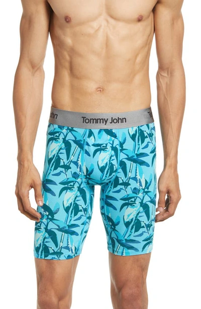 Shop Tommy John Second Skin 8-inch Boxer Briefs In Blue Atoll Rubber Tree
