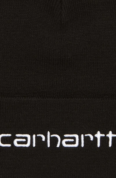 Shop Carhartt Script Logo Cuff Beanie In Black / White