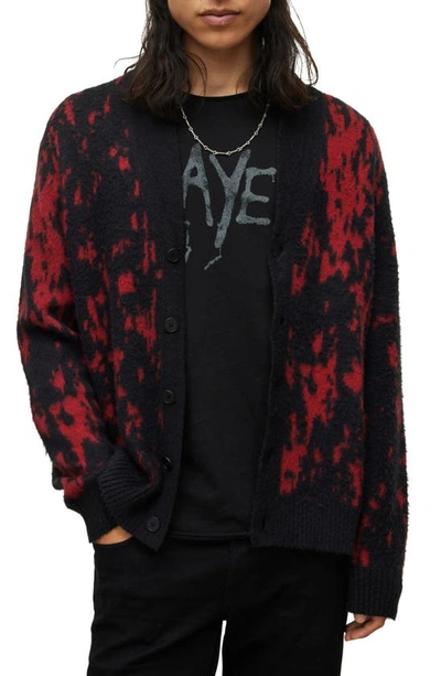 Shop John Varvatos Thorton Paint Bucket Spill Cardigan In Black