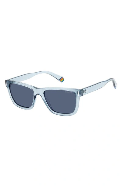 Shop Polaroid 54mm Polarized Square Sunglasse In Azure/ Blue Polarized