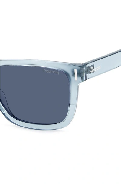 Shop Polaroid 54mm Polarized Square Sunglasse In Azure/ Blue Polarized